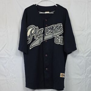 Mens Baseball Jersey Playerz 69 Blue & Gray 2XL (M175)